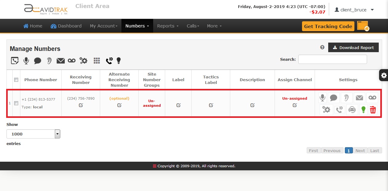 Screenshot of an AvidTrak Agency Dashboard View